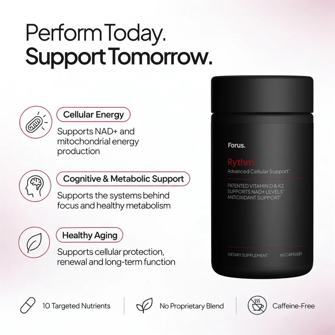 Rythm: Perform Today. Support Tomorrow. Cellular energy, cognitive and metabolic support, healthy aging