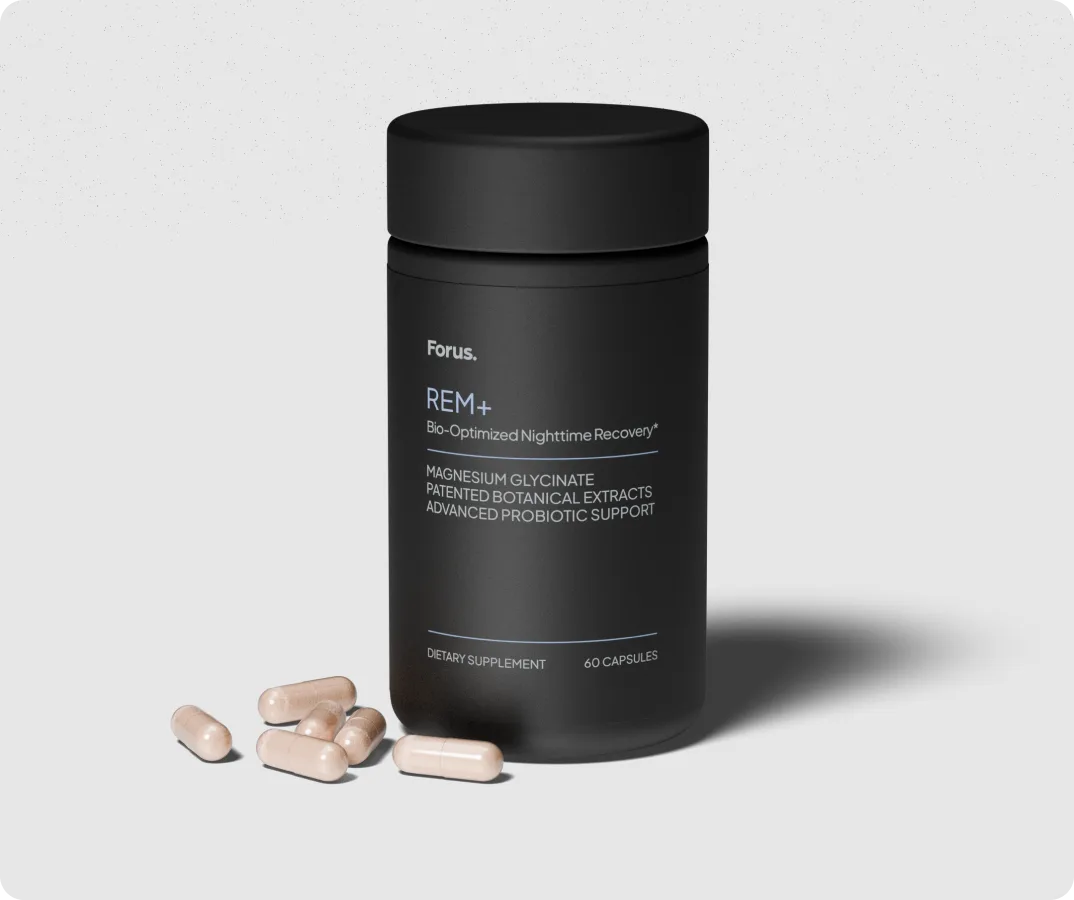 A bottle of REM+ with capsules